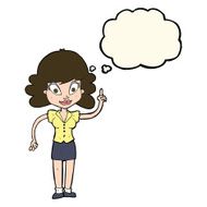 cartoon happy woman with idea thought bubble N8