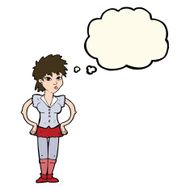 cartoon woman with hands on hips thought bubble N166
