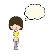 cartoon friendly woman with thought bubble N50