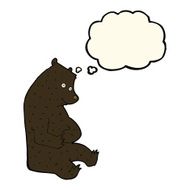 cartoon happy black bear with thought bubble N7