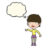 cartoon happy woman with thought bubble N186