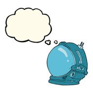 cartoon astronaut helmet with thought bubble N18