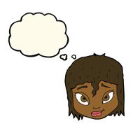 cartoon female face with thought bubble N102