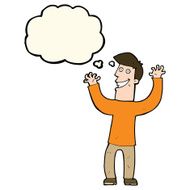 cartoon excited man with thought bubble N53