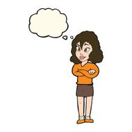 cartoon woman with crossed arms thought bubble N28