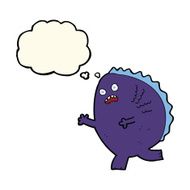 cartoon monster with thought bubble N33
