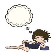 cartoon woman in sexy pose with thought bubble N15