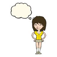 cartoon woman with hands on hips thought bubble N167
