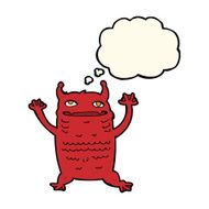cartoon little monster with thought bubble N21