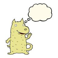 cartoon happy dog with thought bubble N63