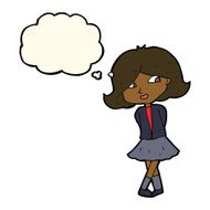 cartoon happy girl with thought bubble N62
