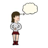 cartoon woman waiting with thought bubble N14