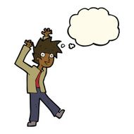 cartoon excited boy with thought bubble N115