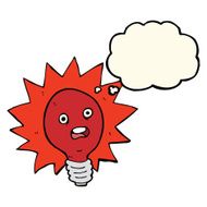 cartoon red lightbulb with thought bubble N4