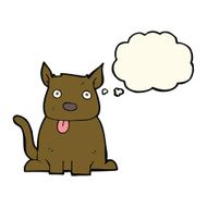cartoon dog sticking out tongue with thought bubble N15