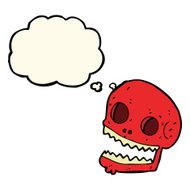 cartoon spooky skull with thought bubble N111
