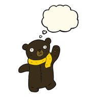 cute cartoon black teddy bear with thought bubble N7