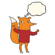 cartoon fox with thought bubble N14