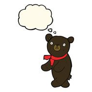 cute cartoon black teddy bear with thought bubble N8