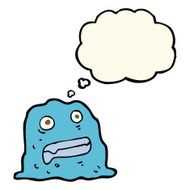 cartoon slime creature with thought bubble N5