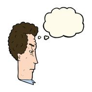 cartoon annoyed man with thought bubble N59