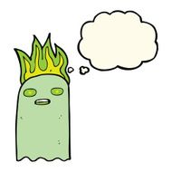 funny cartoon ghost with thought bubble N57