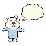 cartoon unhappy polar bear with thought bubble N7