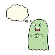 funny cartoon ghost with thought bubble N58