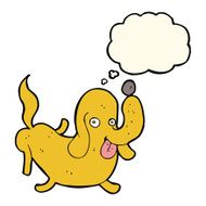 cartoon dog sticking out tongue with thought bubble N16