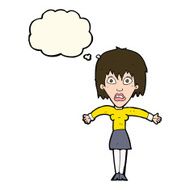 cartoon shocked woman with thought bubble N70