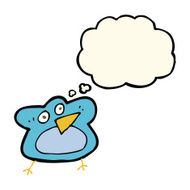 funny cartoon robin with thought bubble N5