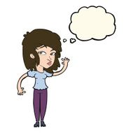 cartoon pretty woman waving with thought bubble N61