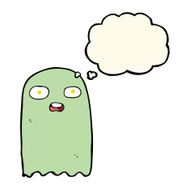 funny cartoon ghost with thought bubble N60