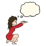 cartoon womn casting spel with thought bubble N4