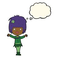 cartoon happy vampire girl with thought bubble N25