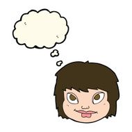 cartoon female face with thought bubble N104
