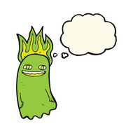funny cartoon ghost with thought bubble N63