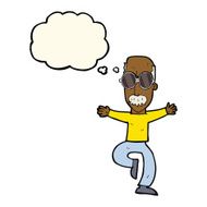 cartoon old man wearing big glasses with thought bubble N6
