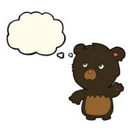 cartoon black teddy bear with thought bubble N4