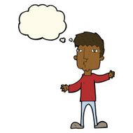cartoon curious man with thought bubble N49