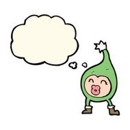 cartoon funny christmas creature with thought bubble N7