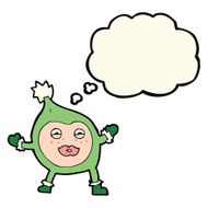 cartoon funny christmas creature with thought bubble N9