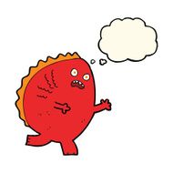 cartoon monster with thought bubble N34