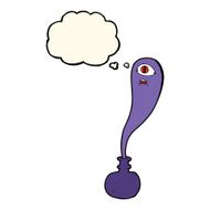 cartoon halloween ghost in bottle with thought bubble N16