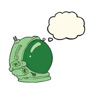 cartoon astronaut helmet with thought bubble N19