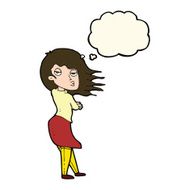 cartoon woman making photo face with thought bubble N8