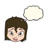 cartoon female face with thought bubble N105