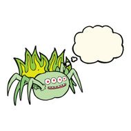 cartoon spooky spider with thought bubble N7
