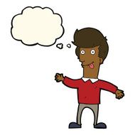 cartoon man sticking out tongue with thought bubble N20
