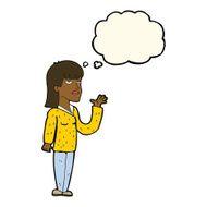 cartoon woman explaining with thought bubble N35